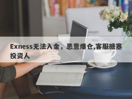 Exness无法入金，恶意爆仓,客服搪塞投资人