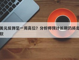 美元反弹至一周高位？分析师预计长期仍将走软